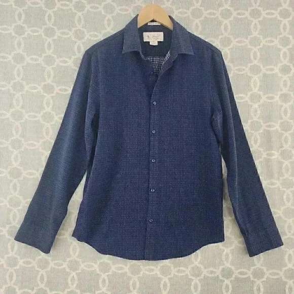 Original Penguin Heritage Slim Fit Navy Blue Button Down Long Sleeve Shirt Men's - Picture 1 of 8